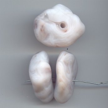 WHITE BROWN MARBLE MATTE 13X36MM ROCK NUGGET BEADS - Lot of 12