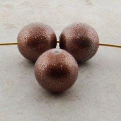 BRONZE 14MM ROUND SPARKLE BEADS - Lot of 12