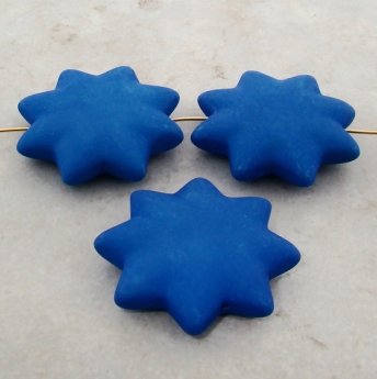BLUE MATTE 42MM STAR 10MM THICK BEADS - Lot of 12
