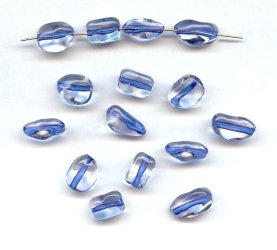 CRYSTAL BLUE LINED ASSORTED NUGGET BEADS - Lot of 12