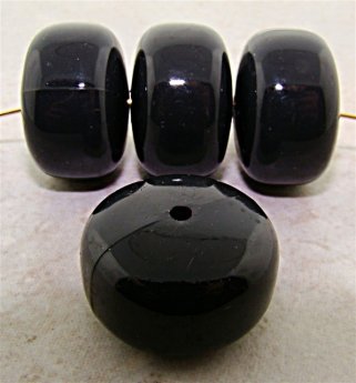 (image for) DARK GREY 23X15MM ROUND DONUT BEADS - Lot of 12