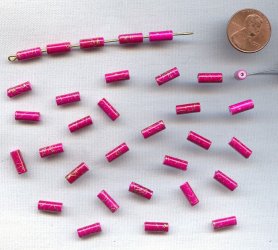 PINK GOLD DRIZZLE 10x4mm. TUBE BEADS - Lots of 24