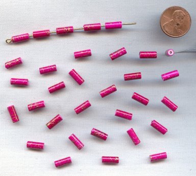 PINK GOLD DRIZZLE 10x4mm. TUBE BEADS - Lots of 24