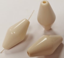 IVORY 30x15mm. SMOOTH BICONE BEADS - Lots of 12