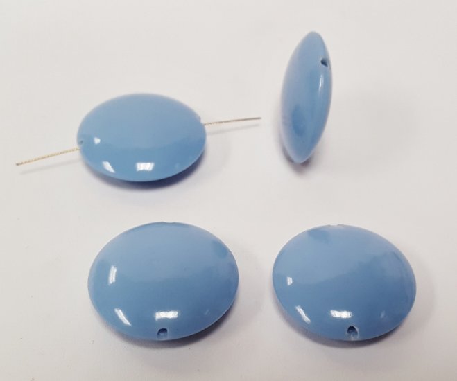 (image for) BABY BLUE 24x8mm. SMOOTH LENTIL SAUCER BEADS - Lots of 12