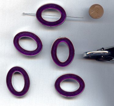 AMETHYST SILVER - 40x31 DUAL HOLE FLAT OVAL PENDANTS - Lot of 12