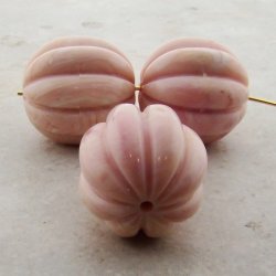 PINK MARBLE 24x23mm. MELON OVAL BEADS - Lot of 12
