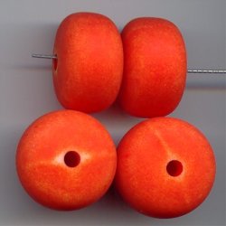MATTE ORANGE WASH 16X24MM DONUT SPACER BEADS - Lot of 12