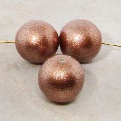 BRONZE 16MM ROUND SPARKLE BEADS - Lot of 12
