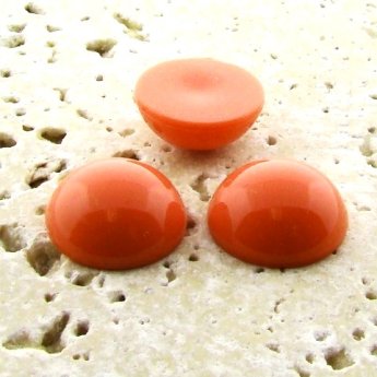 Coral Opaque - 35mm. Round Domed Cabochons - Lots of 12