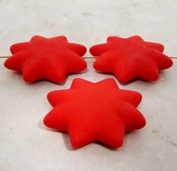 RED MATTE 42MM STAR 10MM THICK BEADS - Lot of 12