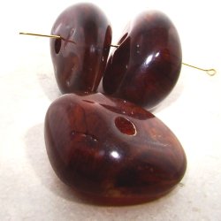 BROWN MARBLE 45X36MM NUGGET BEADS - Lot of 12