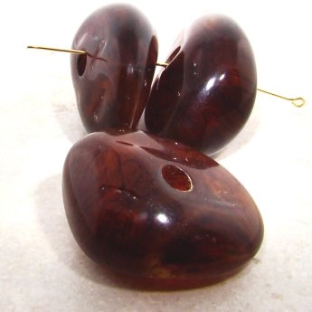 BROWN MARBLE 45X36MM NUGGET BEADS - Lot of 12