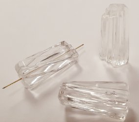 CRYSTAL 23x12mm. TWISTED FLUTED TUBE BEADS - Lots of 12