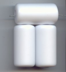 WHITE 39X20MM BARREL BEADS - Lot of 12