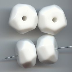 WHITE 24MM FACETED LARGE 4MM HOLE DONUT BEADS - Lot of 12