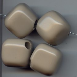 BEIGE 30MM SMOOTH LARGE HOLE CUBE BEADS - Lot of 12