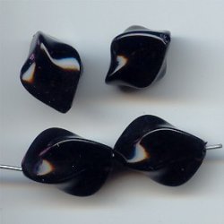 JET 20X16MM OVAL TWISTED BEADS - Lot of 12
