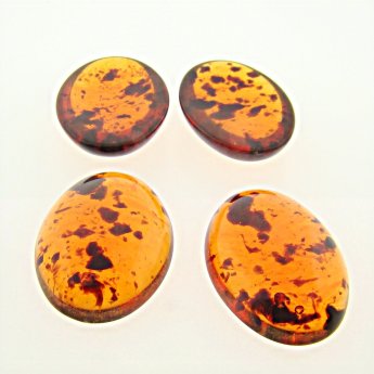 25x18mm TORTOISE AMBER SPECKLE SHINY OVAL CABOCHONS - Lot of 48