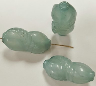 (image for) JADE PEARLIZED 20X9mm. UNIQUE TWISTED OVAL BEADS - Lots of 12
