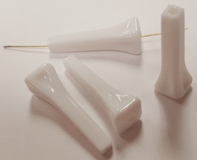 WHITE 30x9mm. TAPERED SQUARE SPIKE NAIL BEADS - Lots of 12
