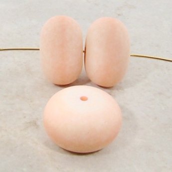 (image for) PEACH MATTE WASH 22X13MM SQUASH ROUND BEADS - Lot of 12