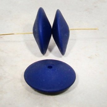 BLUE MATTE 23X9MM SAUCER SPACER BEADS - Lot of 12