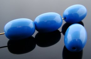 BLUE 21X14MM SMOOTH OVAL BEADS - Lot of 12