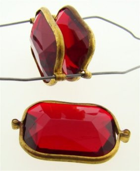 RUBY 25X18MM OCTAGON 2-LOOP BRASS CHANNELS - Lot of 72