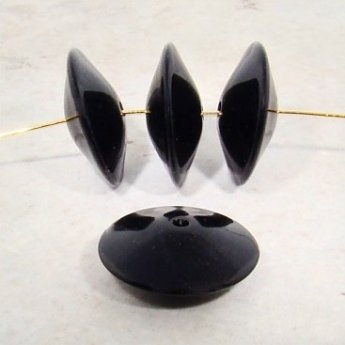 BLACK 18X7MM ROUND WAFER DISC BEADS - Lot of 12