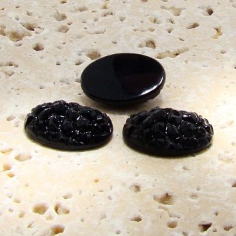 Jet Opaque Baroque - 18x13mm. Oval Domed Cabochons - Lots of 144