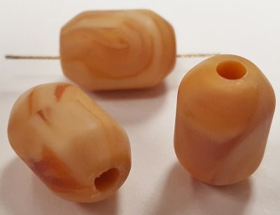 BEIGE 14x10mm. MARBLE MATTE CYLINDER BEADS - Lots of 12