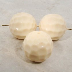 IVORY 22MM HAMMERED DIMPLED ROUND BEADS - Lot of 12