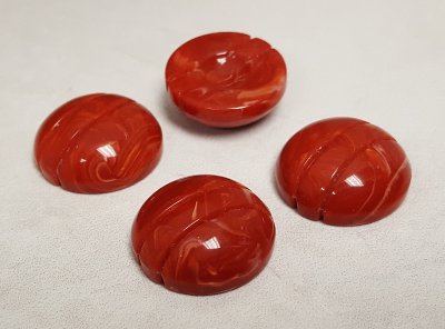 20mm. RUST MARBLE GROVED TOP ROUND CABOCHONS - Lots of 36