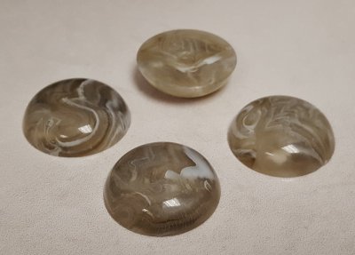 24mm. GREY MARBLE SMOOTH ROUND CABOCHONS - Lots of 36