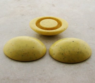 YELLOW GREEN SPECKLED 34X28MM OVAL DOMED CABOCHONS - Lot of 12