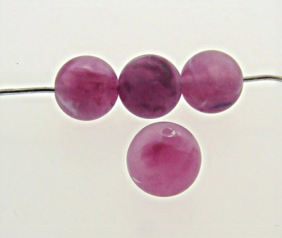 PURPLE MATTE MARBLE 8MM SMOOTH ROUND BEADS - Lot of 12