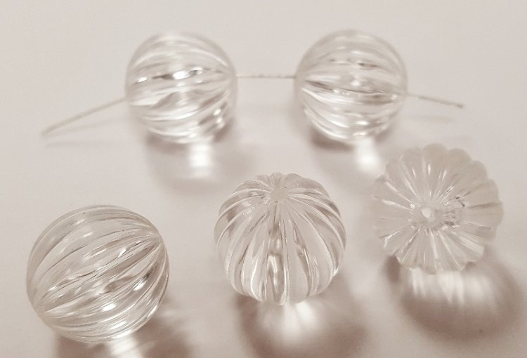 (image for) CRYSTAL 16mm. FLUTED ROUND MELON BEADS - Lots of 12