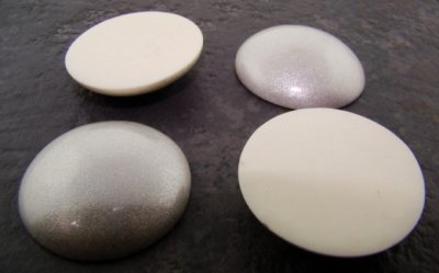 34mm. SILVER GLITTER ROUND CABOCHONS - Lot of 36