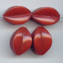 RUST 22X15MM FLUTED OVAL BEADS - Lot of 12
