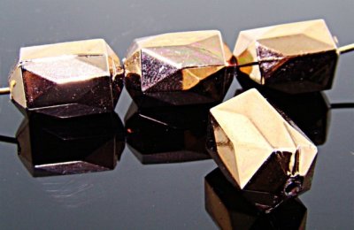 BRONZE 16X10MM MULTI FACETED OVAL BEADS - Lot of 12