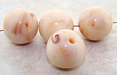 BEIGE MARBLE 18MM ROUND SMOOTH BEADS - Lot of 12