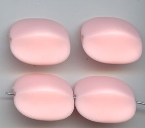 MATTE PINK 28X24MM FLAT ROUNDED EDGE RECTANGLE BEADS - Lot of 12