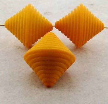YELLOW MATTE 30X28MM GROOVED BICONE BEADS - Lot of 12