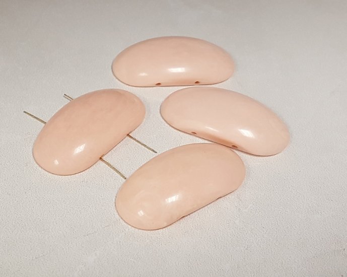 (image for) ANGEL SKIN 20x40mm SMOOTH 2-HOLE CRESCENT OVAL BEADS - Lot of 12