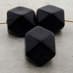 BLACK 20X17MM MULTI FACETED BEADS - Lot of 12