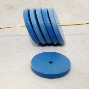 (image for) MATTE BLUE 15X2MM DISC SPACER BEADS - Lot of 12
