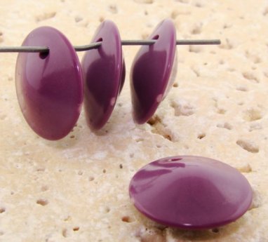 PLUM 18MM ROUND SMOOTH TOP HOLE PENDANTS - Lot of 12