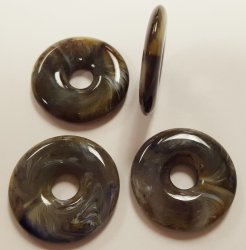 GREEN MARBLE 26x4mm. ROUND FLAT DONUT BEADS - Lots of 12