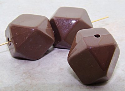 TAUPE 20X17MM MULTI FACETED BEADS - Lot of 12